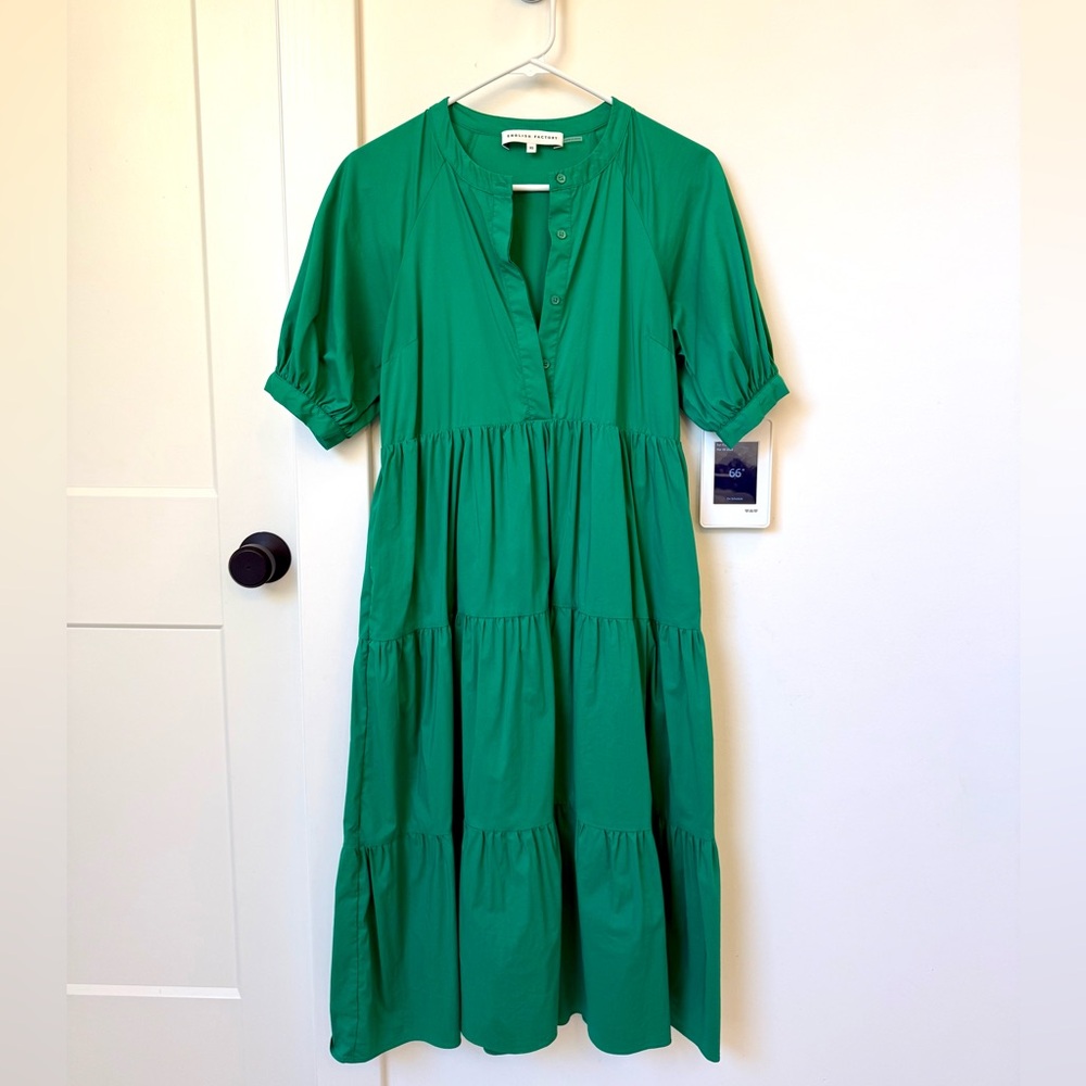 WORN TWICE ENGLISH FACTORY PUFF SLEEVE MIDI DRESS
